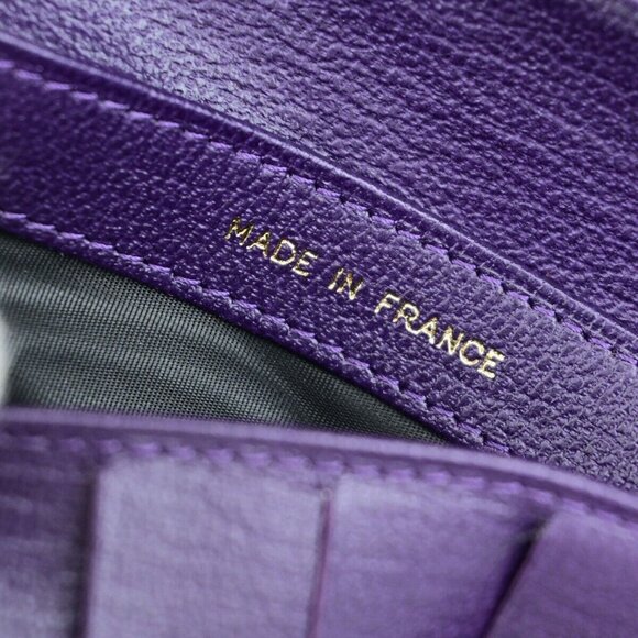 CHANEL CC Logo Bifold Wallet Leather Purple GHW Made in France 79RK703 - Picture 13 of 16